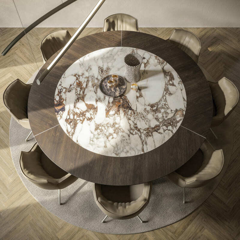 Cattelan Italia Senator Keramik Wood Round Table Italian Design Interiors